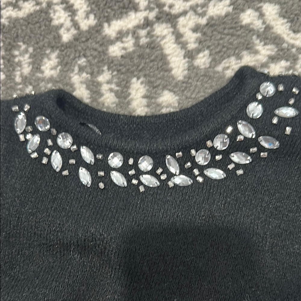 Embellished Black Cold Shoulder Sweater - Picture 4 of 5